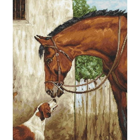 UPC: 4840746023866 | Counted Cross-Stitch Kit Hunter and Foxhound B580L Needlework Brown Beige Canvas Cotton By Luca-S