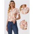 thumbnail image 2 of Blusa De Manga Corta Con Volantes Y Cuello Peter Pan Floral Para Mujer Blanco Rosa XS, 2 of 5