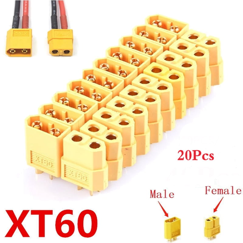 XT60 Male Female Bullet Connectors 10Pairs RC Lipo Power Plugs Gold Nylon 20Pcs 