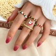 thumbnail image 4 of Conjunto de anillos con cuentas de Navidad para mujer, joyería de Feliz Año Nuevo, accesorios de regalo, árbol de Papá Noel, alce, 4 Uds./Set, novedad de 2022, 4 of 4