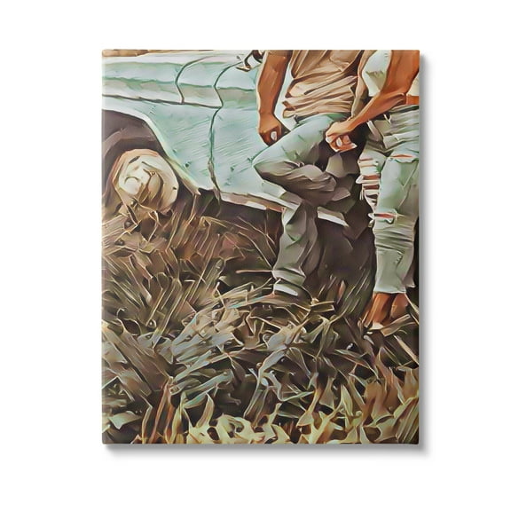 Stupell Industries Country Couple & Car Transportation Painting Gallery Wrapped Canvas Art Print Wall Art, 16 x 20