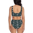 thumbnail image 3 of Wukai Turtle Chrysanthemum Women's Bikini Set Two Piece,wimsuit High Waisted V Neck Twist Front Adjustable Spaghetti Straps Bathing Suit-Small, 3 of 7