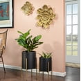 thumbnail image 3 of Sagebrook Home Set Of 2 Honeycomb Planter On Metal Stand, Black/Gold, Round, Iron, Contemporary, 23"H, Hexagon, 3 of 9
