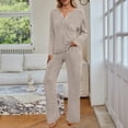 thumbnail image 4 of SUNBS Lounge Sets for Women 2 Piece Casual Outfits Long Sleeve Henley Top Wide Leg Pants Tracksuit with Pockets, 4 of 9