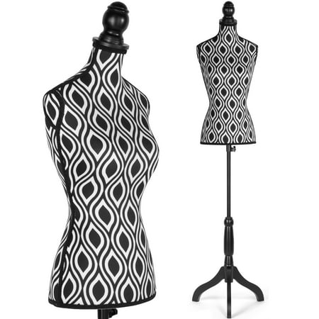 Female Mannequin Torso Dress Form with Black Adjustable Tripod Stand Dress Jewelry Display (Rhombus)