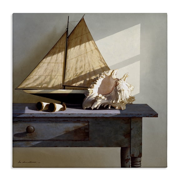 Stupell Industries Traditional Sailboat Model and Conch Shell Canvas Art, 30 x 30, by Zhen-Huan Lu