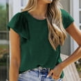 thumbnail image 3 of Mittory Womens Shirts Casual Crewneck Cap Sleeve T Shirt Cute Summer Tops Loose Knitted Blouses, 3 of 6