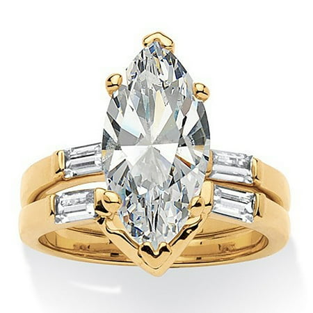 Gorgeous Wedding Rings - Nichole Gorgeous Marquise Wedding Ring Set - Ginger Lyne Collection