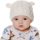 thumbnail image 3 of Ficarrico Gorros de otoño e invierno para niños, niños y niñas, gorros de lana, blanco M, aptos para 2-6 meses, 3 of 3