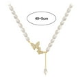 thumbnail image 4 of Yesbay Women Necklace Handmade Retro Butterfly Pendant Clavicle High-end Decoration Unfading Fashion Imitation Pearl Butterfly Necklace Party Jewelry, 4 of 8