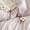 thumbnail image 4 of JOLUSERE 100% Cotton Striped Duvet Cover King Set, 3-Piece Linen Like Textured Breathable Comforter Cover(Greyish Pink& White Classic Stripes), 4 of 12