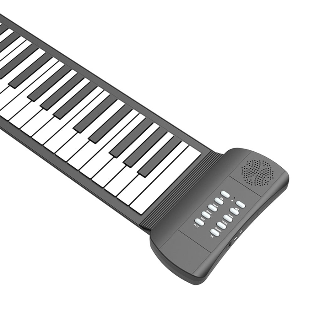 49-Key Flexible Silicone Roll-Up Piano with Built-In Speaker, 16 Tones, 6 Demos, Recording & Sustain Features, Headphone Jack - Portable Electronic Keyboard