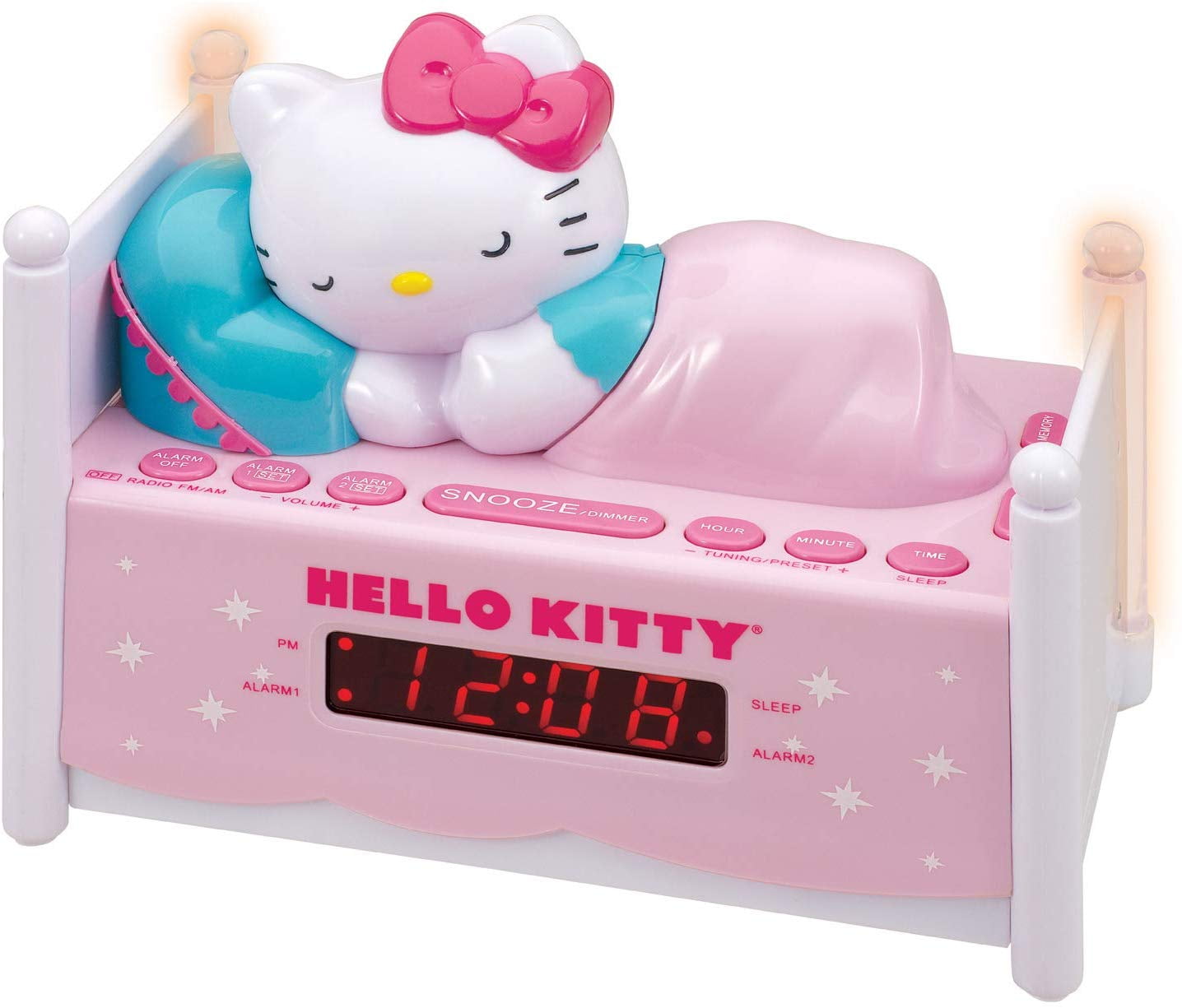 HELLO KITTY KT2052A Alarm Clock Radio with Night Light & 0.6Inch Red