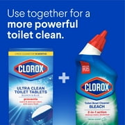 Clorox Bleach and Blue Toilet Bowl Cleaner Tablets, Rain Clean, 4 Count