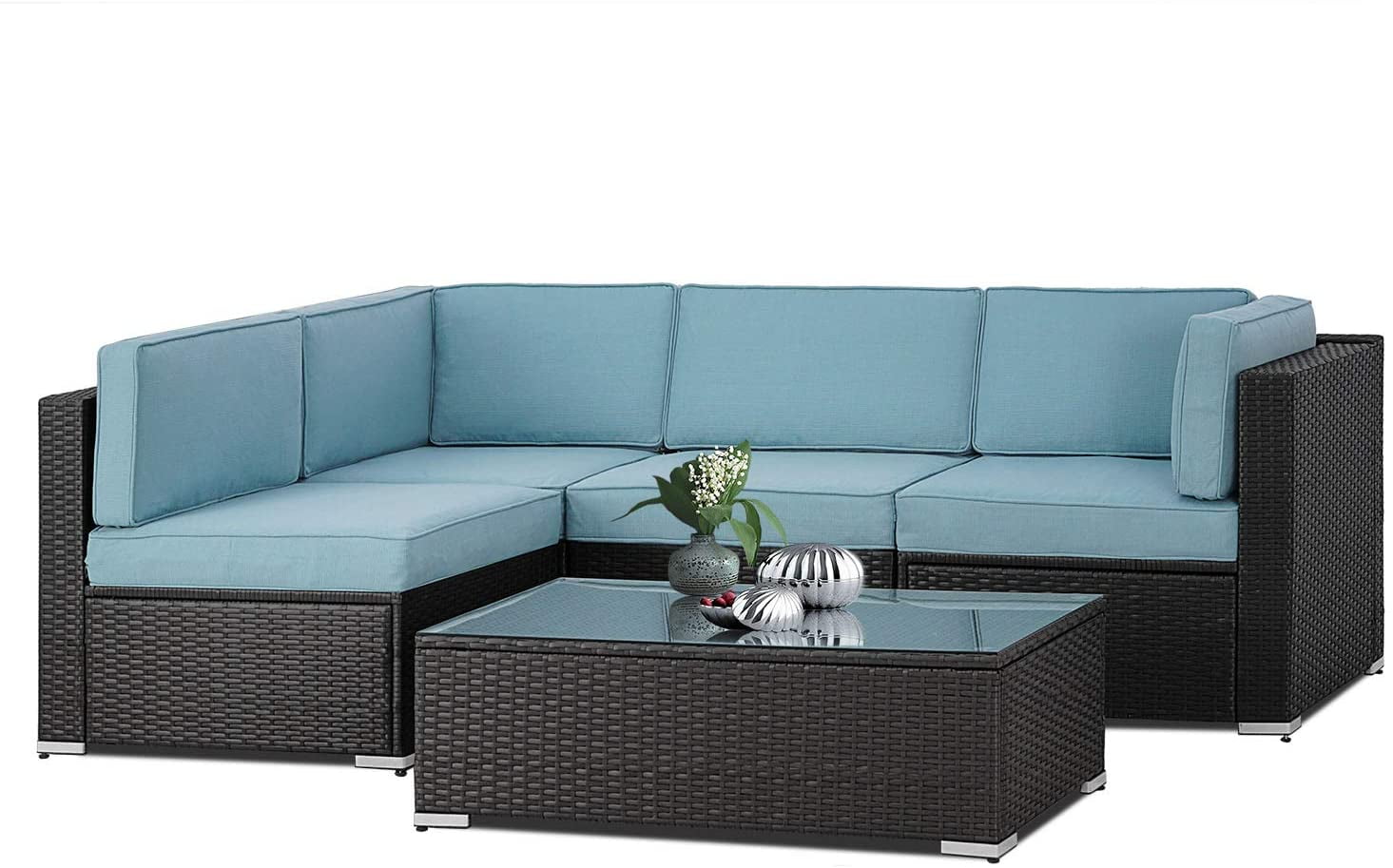 SUNCROWN 5-Piece Outdoor Patio Sectional Sofa Sets,All ...