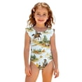 thumbnail image 3 of Grblisyd Girls One Piece Swimsuit Flutter Sleeve Hawaiian Quick Dry Crew Neck Swimwear Beach Sport Bathing Suit for Kids 4t, 3 of 6