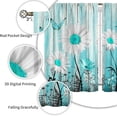 thumbnail image 2 of Farmhouse Daisy Kitchen Curtains Butterfly Floral Rustic Vintage Small Short Cafe Rod Pocket Window Curtains Retro Teal Wooden Country Bathroom Tier Window Treatment Drapes 26x36 Inch, 2 of 6