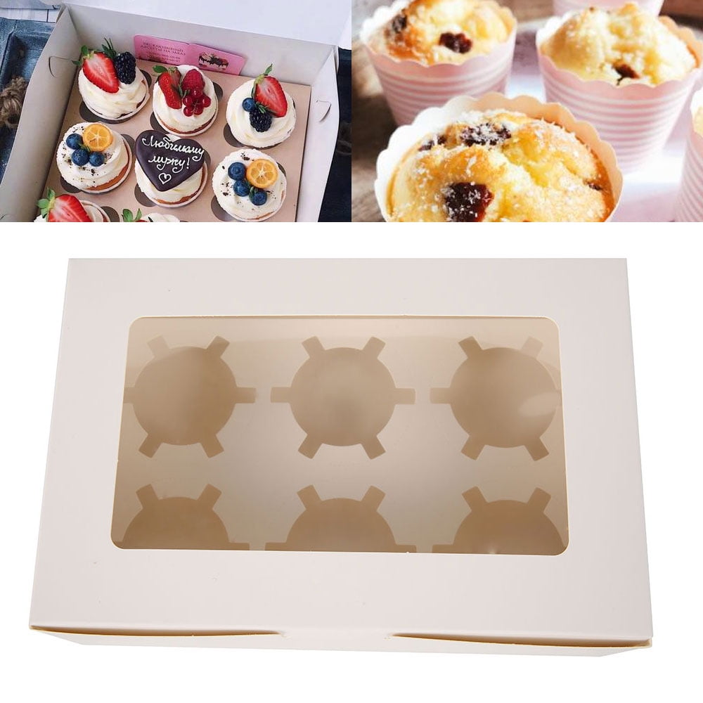 Protoiya 10 Packs Cupcake Boxes, Cupcake Carriers Hold 2 Standard