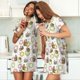 thumbnail image 4 of Easygdp Donut Sloth Camisón de manga corta para mujer, informal, estampado, 4 of 6