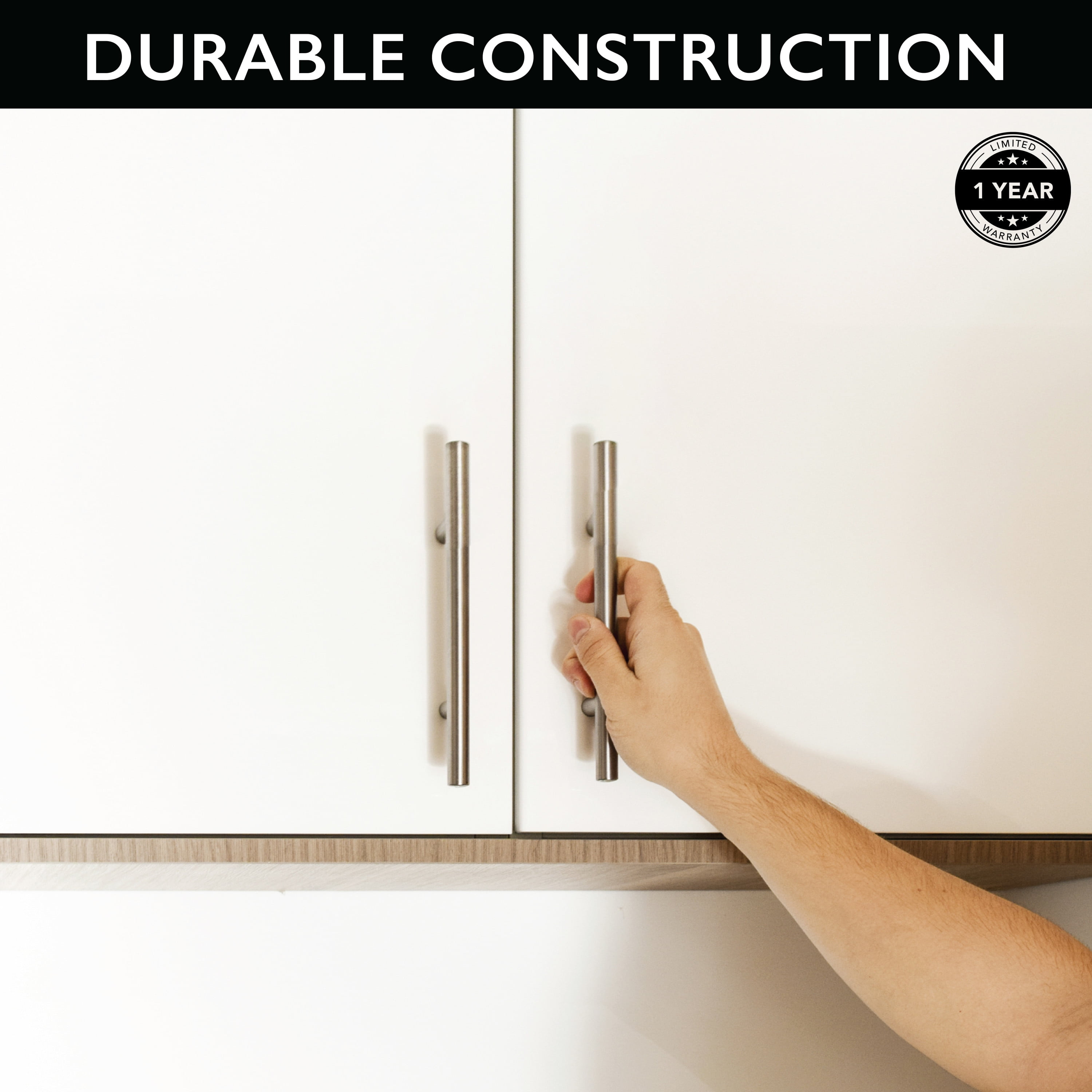 Design House 10-Pack Modern 6" Solid Center-to-Center Cabinet Pulls, Satin Nickel