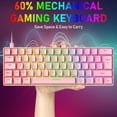thumbnail image 2 of Lexontech T60 Wired Gaming Keyboard 60% True Mechanical Blue Keyboard Mini Portable 62 Keys 19 RGB Chroma LED Backlit Full Keys Anti-Ghosting for Gamers and Typists (Pink/Blue Switch), 2 of 8