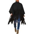 thumbnail image 1 of Haut à Franges à Manches Longues et Col Haut pour Femmes, Grande Taille, Poncho à Franges, 1 of 5