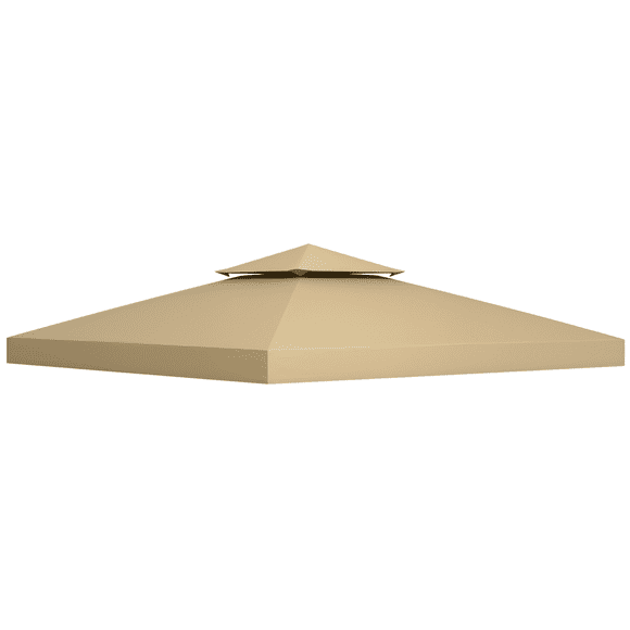 Outsunny 9.8' x 9.8' 2-Tier Gazebo Canopy Replacement Top Cover Beige