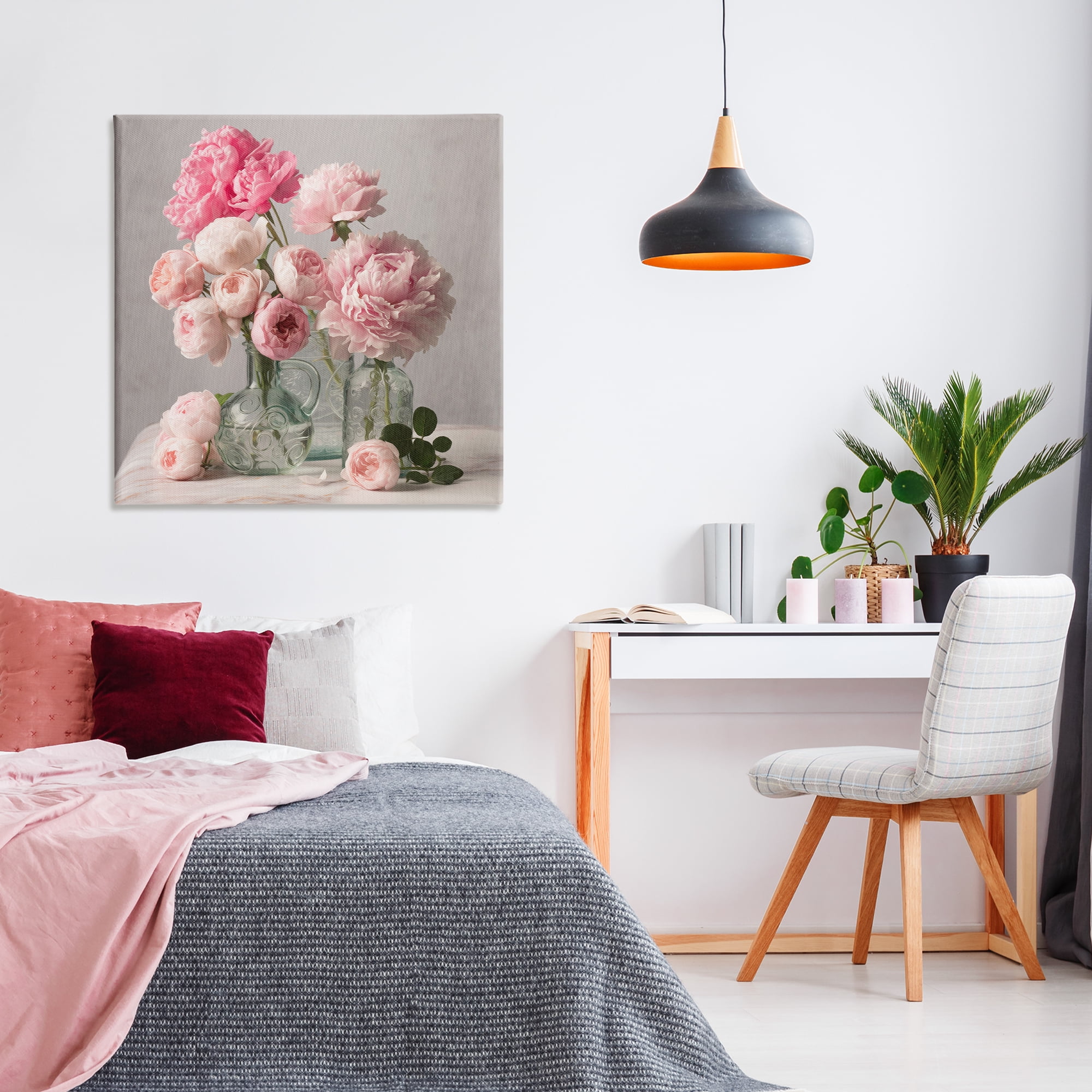 Stupell Industries Rose & Peony Duet Plants & Flowers Painting Wrapped Canvas Art Print Wall Art, 36 x 36