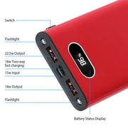 iNova Portable 20000mAh Power Bank, 22.5W Super Fast Charging with LED Display Flashlight, Fast Charger External Battery Pack, Fit for iPhone iPad Samsung(Black)