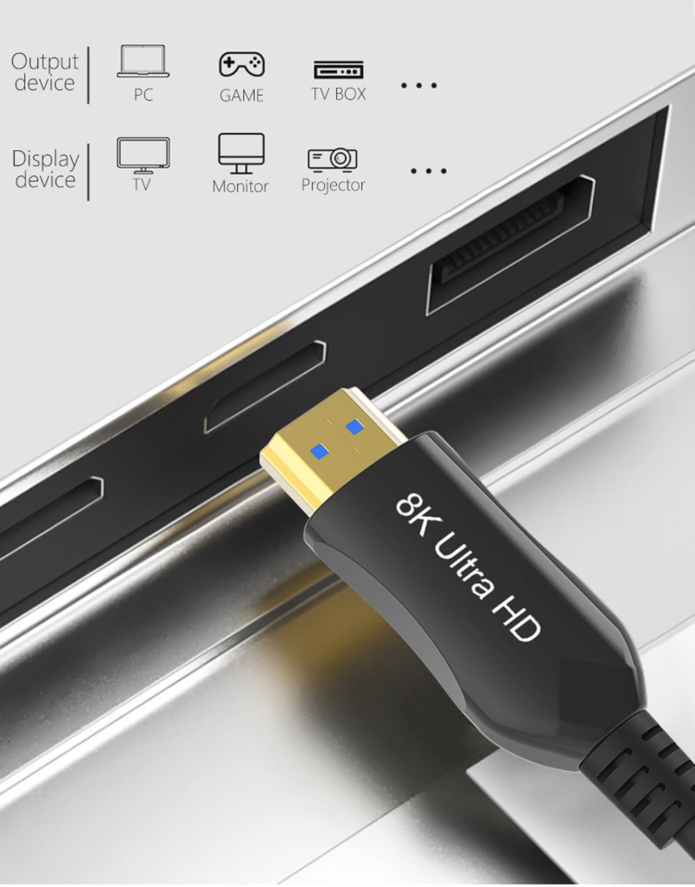 8K HDMI 2.1 Fiber Optic Cable 16ft, Ultra High Speed 48Gbps HDMI Cable, 4K 120Hz 144Hz 2K 240Hz Gaming HDMI Cable 2.1 Certified, eARC HDCP 2.2&2.3 HDR 10+ Dolby for PS5/Xbox Series X/Apple TV 8K