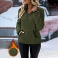 thumbnail image 2 of Women Sweaters Casual Solid Color Half Zip Long Sleeved Pullover Fall Outfits Clothes,Green,S, 2 of 6