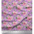 thumbnail image 1 of Soimoi Rayon Crepe Fabric Check,Leaves & Rose Floral Printed Fabric 1 Yard 46 Inch Wide, 1 of 3