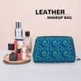 thumbnail image 4 of Artistic Swirl Snake Blue Makeup Bag, Large Capacity Travel Cosmetic Bag for Women Girls- Travel Toiletry Bag Leather Portable Waterproof Makeup Case Organizer with Handle, 4 of 4