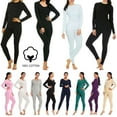 thumbnail image 3 of Women's 100% Cotton Waffle Knit Thermal Long Johns Underwear Top&Bottom 2PCs Set, 3 of 6