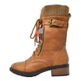 thumbnail image 2 of DREAM PAIRS Womens Ankle Booties Lace Up Mid Calf Military Combat Boots AMAZON CAMEL Size 11, 2 of 5