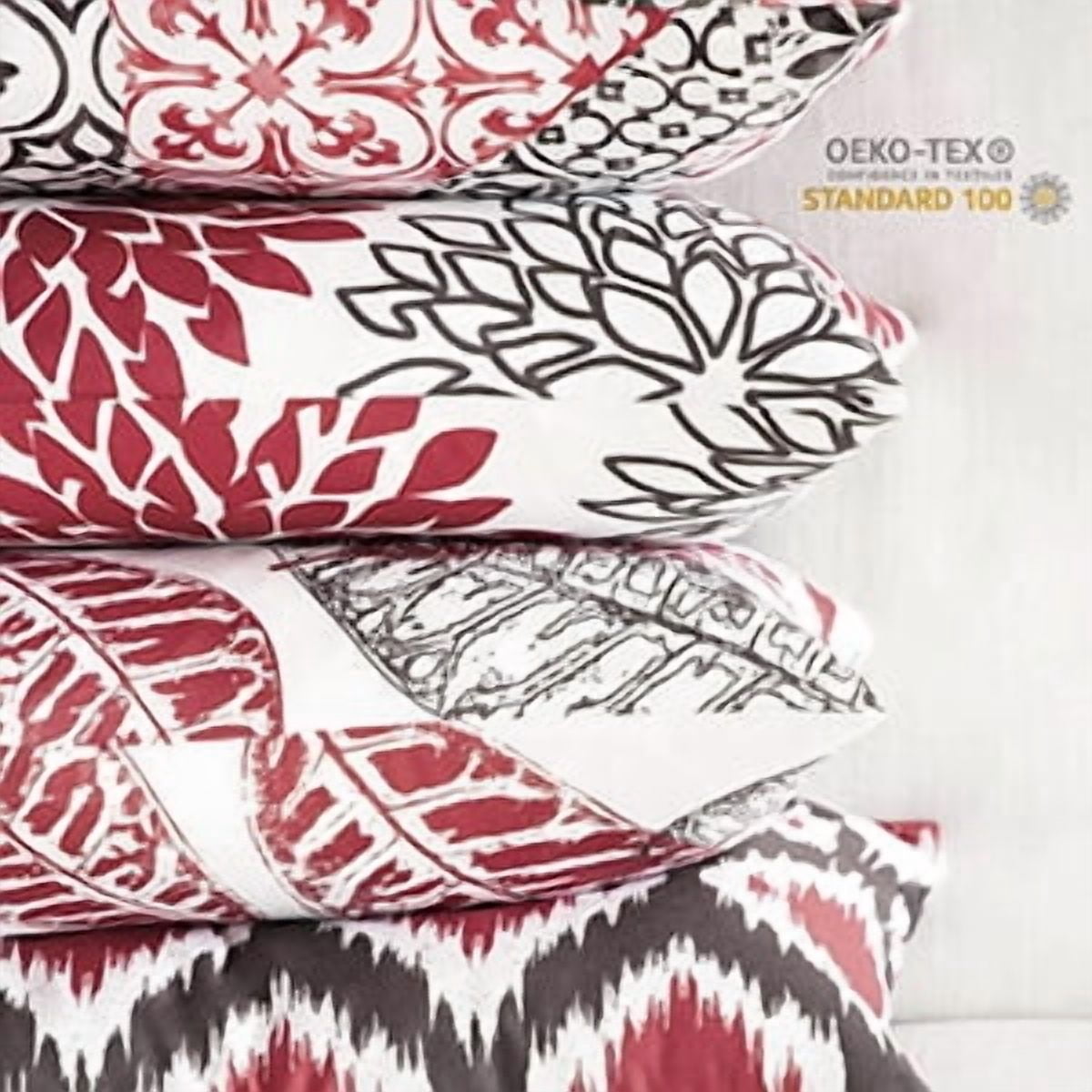 Phantoscope 18x18 Decorative Throw Pillow Covers, Red, Set of 4