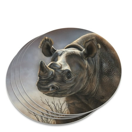 

Black Rhino Rhinoceros Novelty Coaster Set