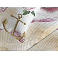 thumbnail image 4 of Ambesonne Skull Quilted Bedspread Set 3 Pcs, Anchor Roses Peony Art, King Size, White Green Pink, 4 of 5