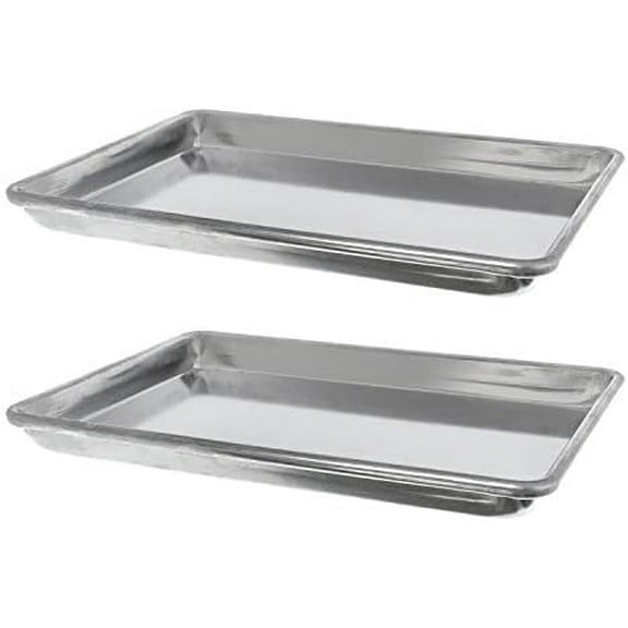 TrueCraftware- Set of 2 Aluminum Quarter Size Sheet Pan 9-1/2" x 13" Baking Sheets 18 Gauge -Oven Safe Baking Pan Baking Tray Cookie Sheet Oven Perfect for Baking Roasting and More
