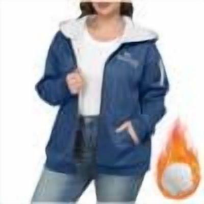 RKSTN Women Polyester Blouse Yes I'm Still Cold Women's Fashion Large Size Solid Color Zipper Hooded Plus Velvet Thickened Sweater Drop Shoulder Long Sleeve Outwear winter coats for women