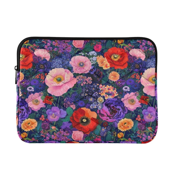FORMRS 13-13.3 inch Laptop Sleeve Case Soft Carrying Quilted Computer Bag Cover, Beautiful Floral Pattern