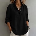 thumbnail image 5 of Purcolt Women's Linen Button Shirt Long Sleeve Loose Blouse with Pocket for Summer Travel Beach Work Outfits Solid Work Business Casual Tops, 5 of 6