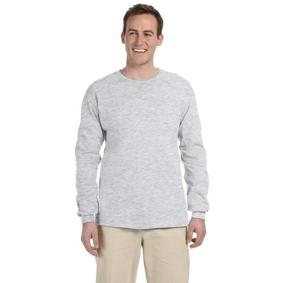 The Gildan Adult Ultra Cotton 6 oz Long Sleeve T-Shirt - ASH GREY - M
