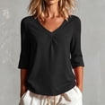 thumbnail image 6 of Inleife Womens Half Sleeve Tops Fashion Ladies Casual Basic Tees V-Neck Relaxed Fit Pleated T-Shirt for Daily Wear, 6 of 6