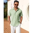 thumbnail image 3 of COOFANDY Mens Waffle Shirts Short Sleeve Button Down Untucked Shirt Summer Wedding Shirt, 3 of 7