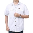 thumbnail image 3 of Fredd Marshall Men's 100% Cotton Short Sleeve Hiking Shirt with Pockets, 3 of 4