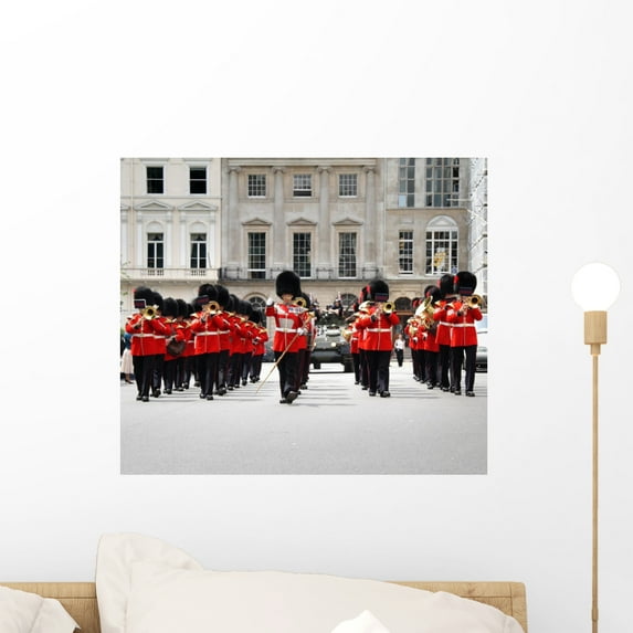 Coldstream Guards Marching London Wall Mural Decal by Wallmonkeys Vinyl Peel and Stick Graphic (18 in W x 16 in H)