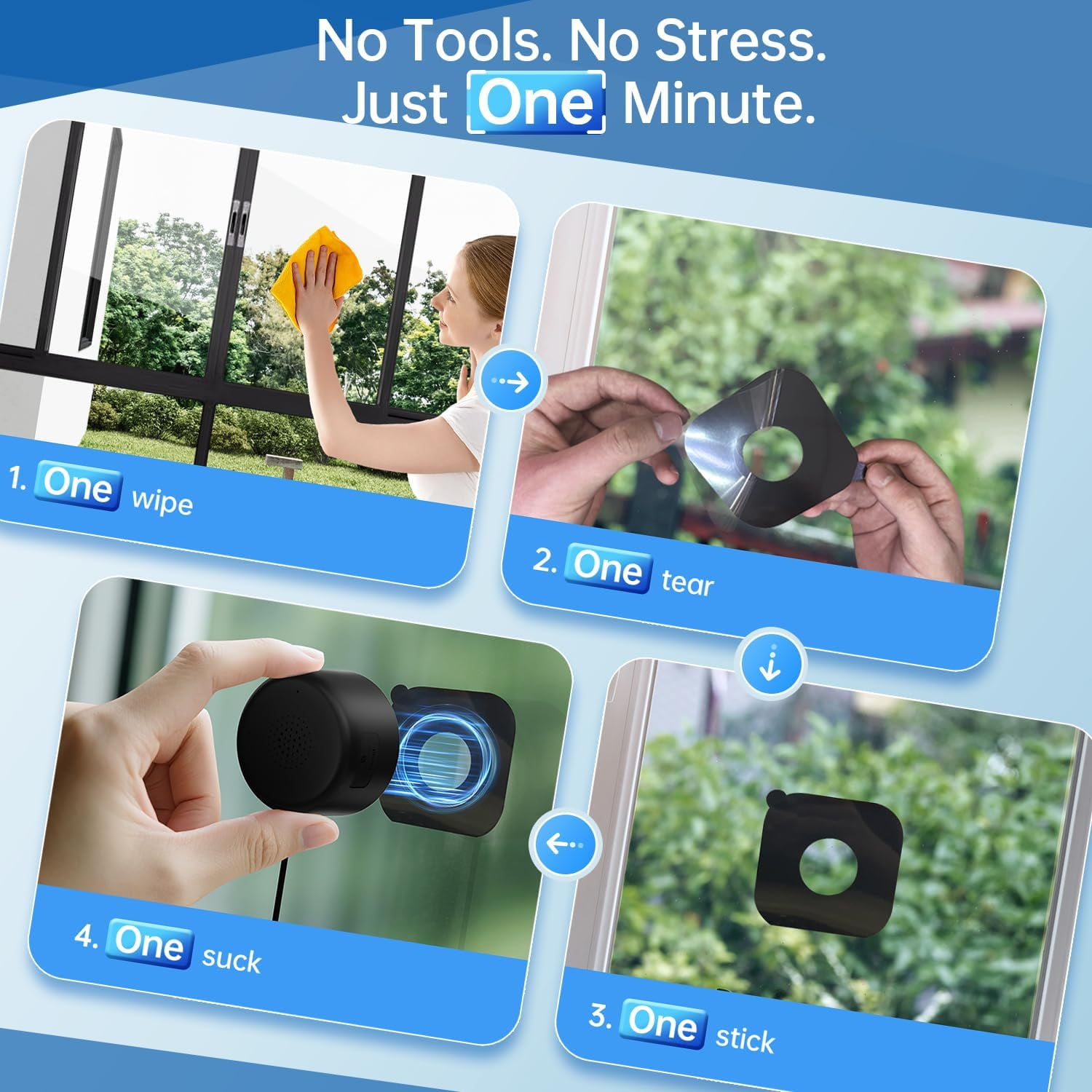 GBIUT Window Camera, 2.4G&5G WIFI Smart Security Camera, 2K Home Security Camera for Indoor Outdoor, Blacklight Full-Color, US Cloud, 911 Emergency Dispatch, Easy & Quick Install