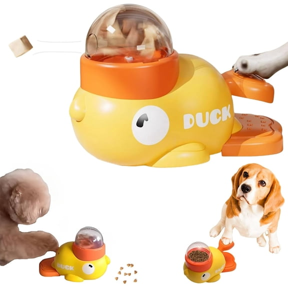 Duck Shape Dog Treat Dispenser,Duck pet feeder- Interactive Dog Toys for Mental Stimulation, Slow Feeder Puzzle Toy for Small Medium Dogs & Cats,IQ Training Food Dispenser,Yellow 8.66"*5.51"