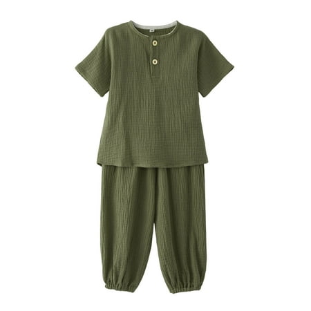 

LLDYYDS Boys Girls Summer Short Sleeve Solid Color Tops Pants 2PCS Outfits Clothes Set for Children Clothes